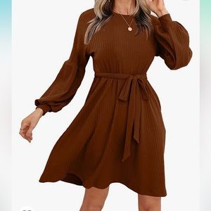 Long Sleeve Crew Neck Knit
Sweater Dress with Pockets